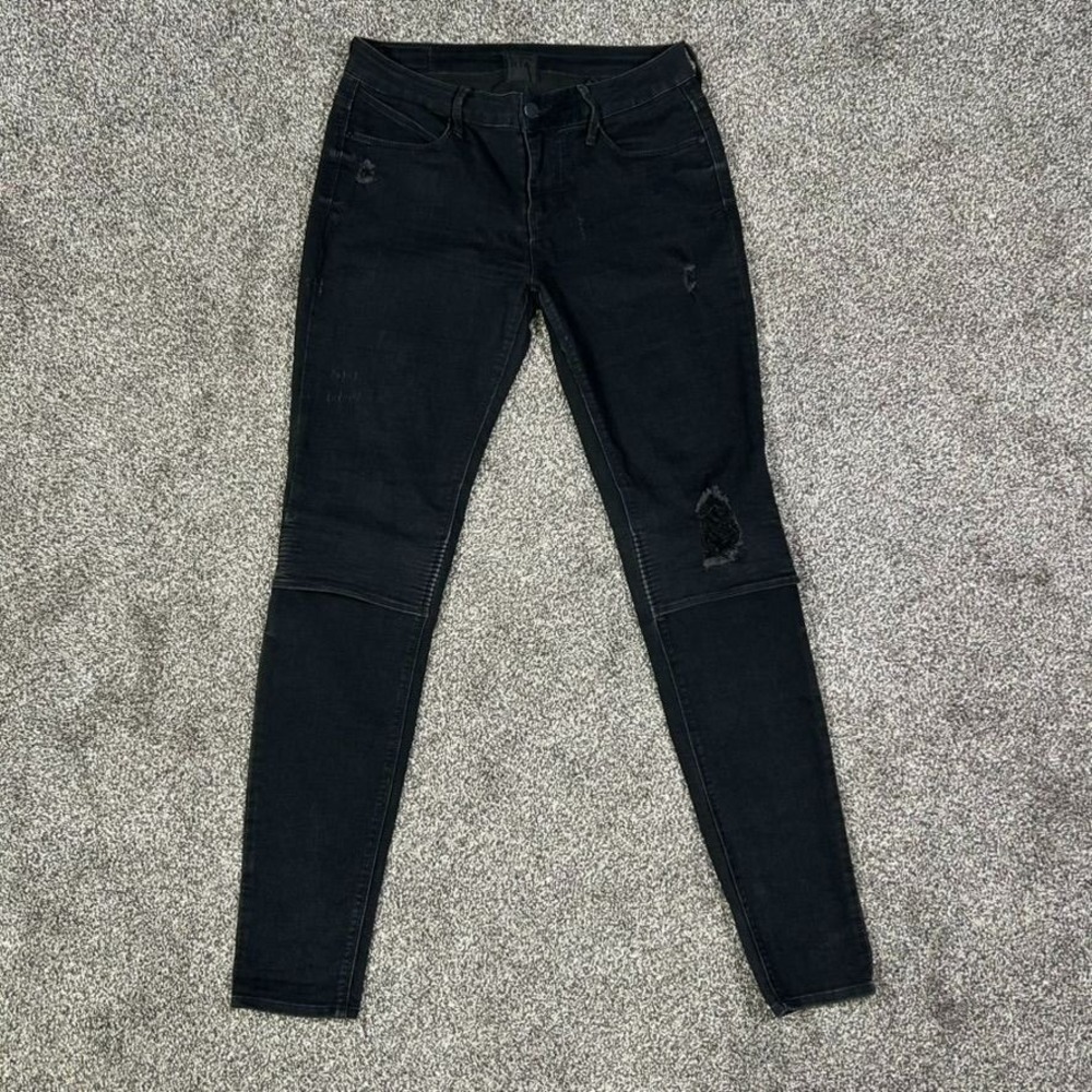 RtA Road to Awe Skinny Ankle Fit Jeans Womens 27 Black Distressed Denim Casual